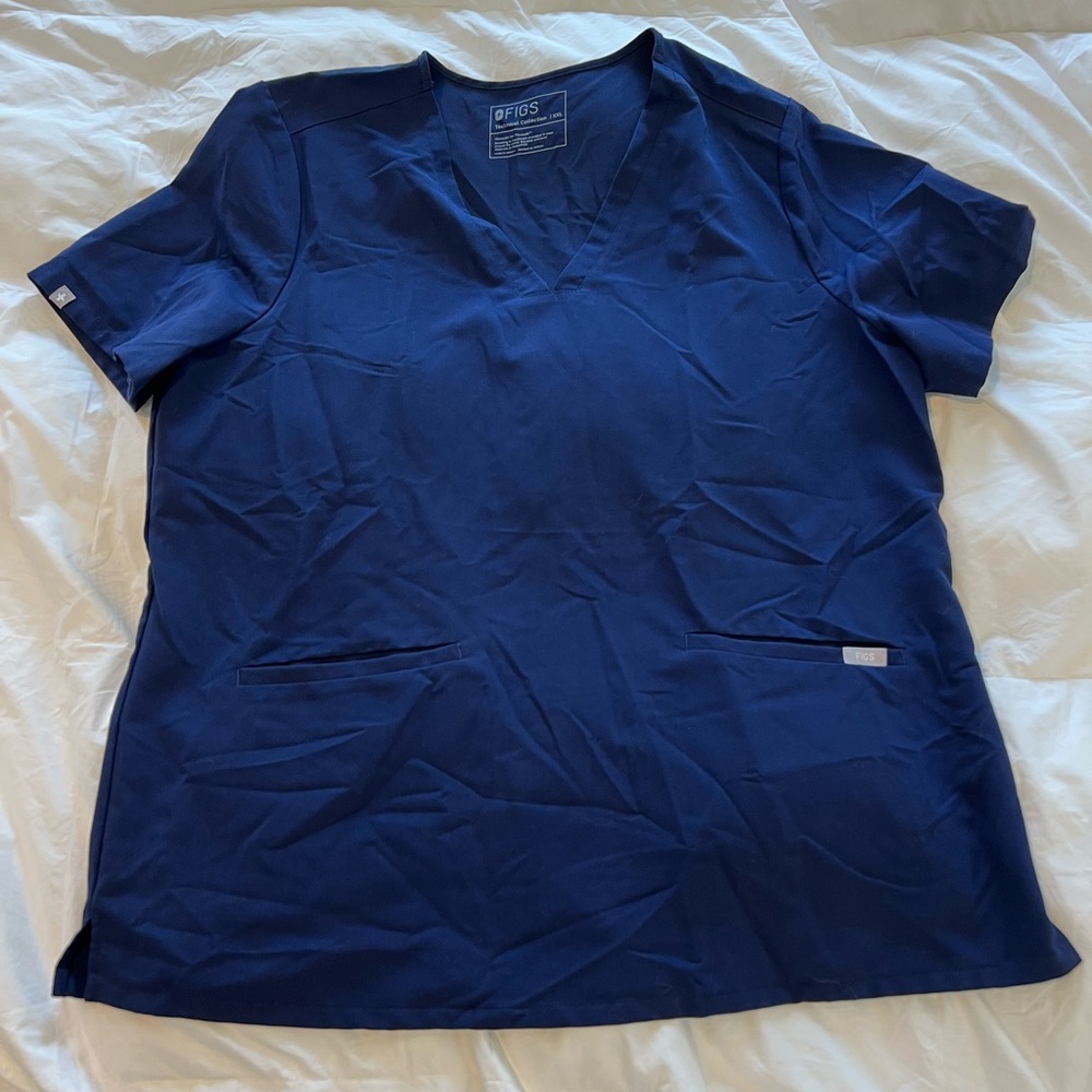 FIGS Women’s Casma Three-Pocket Scrub Top Size XXL Navy Blue